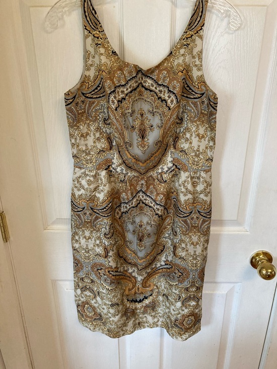 J. Crew Dresses & Skirts - J. Crew 85% Silk Gold & Cream Paisley Midi Sheath Dress